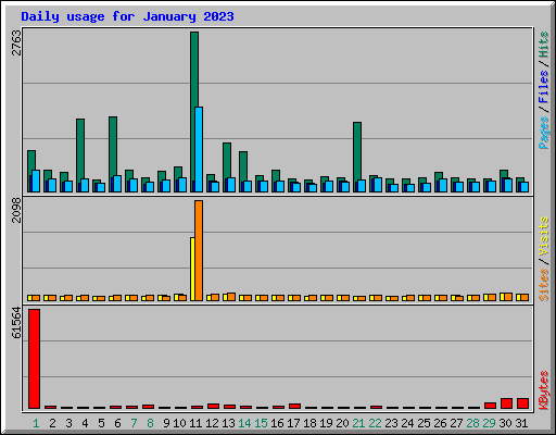 Daily usage for January 2023