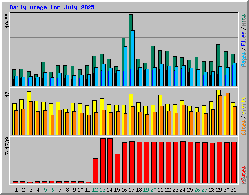 Daily usage for July 2025