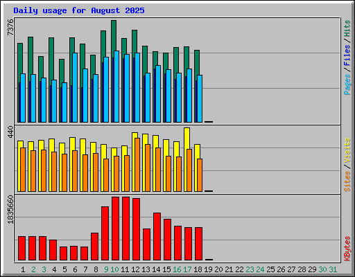 Daily usage for August 2025