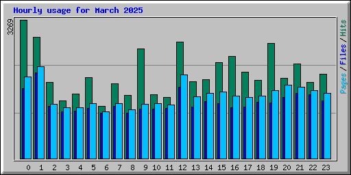Hourly usage for March 2025